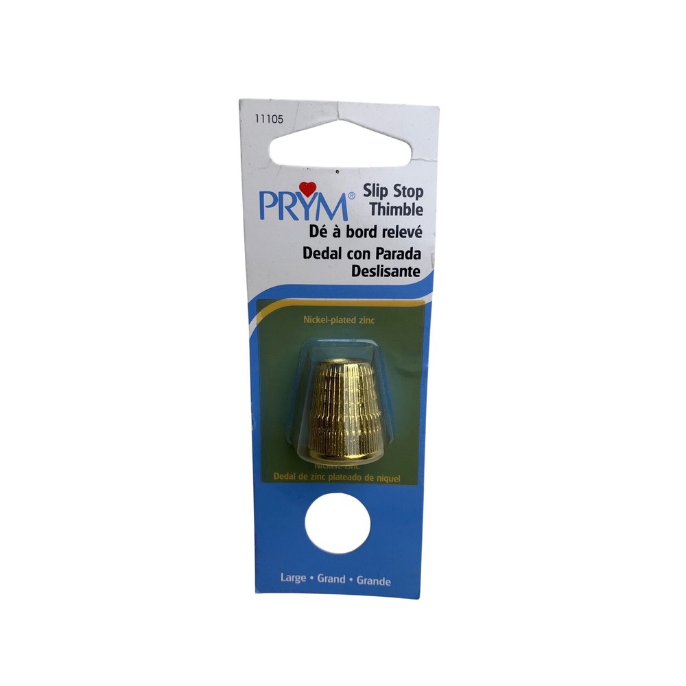 Vintage Prym Slip Stop Thimble Large Nickel-Plated Zinc Gold Tone Sewing Tool
